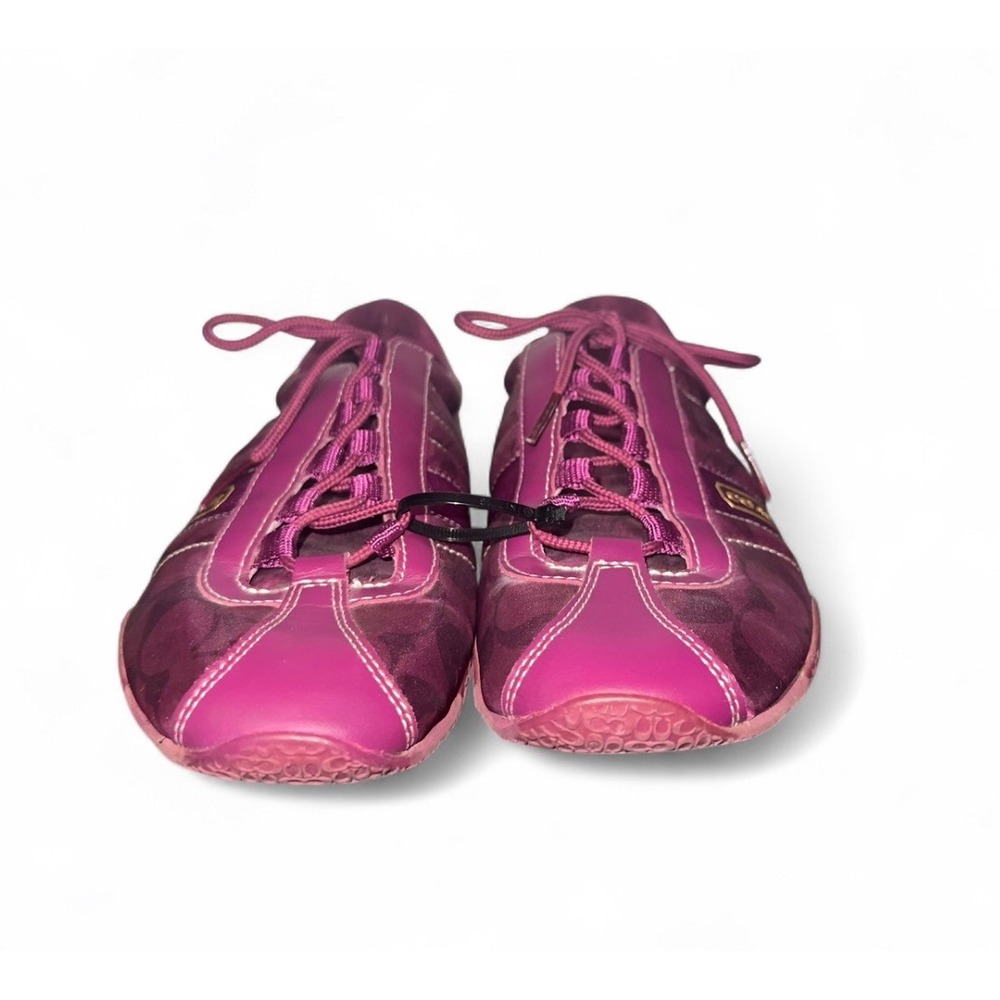 Coach Kirby Magenta Purple Signature C Monogram Sneakers Q999 Womens 6.5M - Picture 2 of 7